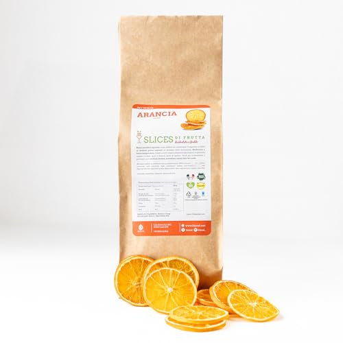 Biocal® - Fette di arancia disidratata naturali per cocktail, gin tonic, garnish decorativi e cucina creativa, ideali come aromi per gin tonic e spezie per cocktail - 180g