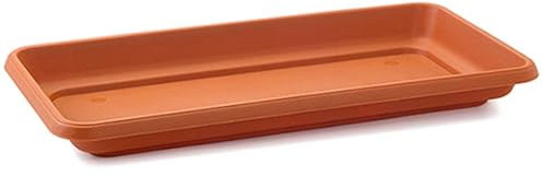 Tradineur - Plato Jardinera de 80 cm plástico, marrón, macetero, Maceta para Plantas y Flores Rectangular de plástico. 6 x 36,5 x 77,5 cm