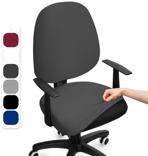 BalladHome Coprisedia Ufficio Elasticizzato Coprisedia da Computer Ufficio Universale Split Coprisedie Girevole Lavabile Rimovibile Fodera per Sedia da Computer (Grigio, 1Pezzi)-F