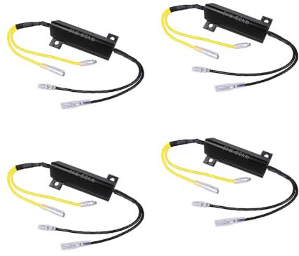 SIGANDG 4 Stück LED-Leistungswiderstand Lastwiderstand,Motorrad Blinkeranzeige Widerstände Kabel,Motorrad Blinkwiderstand Adapter Flash Fix Fehler für Motorrad,21 W 6 Ω
