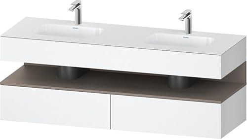 Duravit Qatego lavabo encastré avec meuble sous-lavabo en console, 1600x550x600mm, niche basalte mat, lavabo double, QA4797043180000, Couleur: blanc