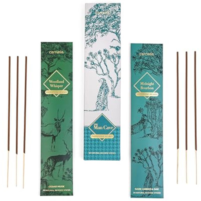 Carnatia The Man Cave Incense Collection – 2 Bold Scents for Men | Long-Lasting & Natural Aroma | Gentlemen's Choice; Ideal for Unwinding