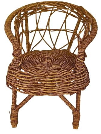 MagiDeal 1/12 Puppenhaus Rattanstuhl Miniaturmodell Mini Gartenstuhl Ornamente Miniatur gewebte Möbel für Puppen für Szenendekor