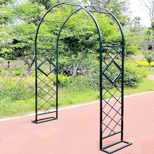 Grand treillis de jardin en métal vert de 240 cm, robuste et résistant à la rouille, pour plantes grimpantes, treillage extérieur, pergola, tonnelle pour chemin/entrée, support tubulaire solide