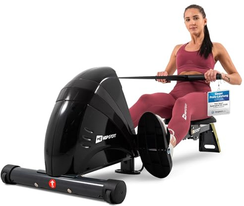 Hop-Sport Rudergerät Boost, Magnetbremssystem, LCD Display, 10 Widerstandsstufen, Klappbar, Cardiogeräte für Zuhause, Ideal für Ganzkörpertraining, 120 kg Max. Belastbarkeit