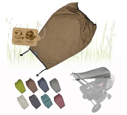 Tenda parasole universale con protezione UV 50+ per passeggino] navicella flessibile parasole con rivestimento e funzione avvolgibile regolabile (marrone chiaro)