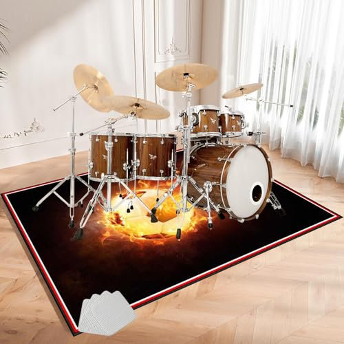 ZAJENKUB 200 x 170 cm Schlagzeugteppich Schalldicht Teppiche rutschfest Schalldicht Drum Teppich Matte Innen und Außen Trommelmatte für E Drum Schlagzeug Elektronisch Snare Teppich Snare Drum Rug