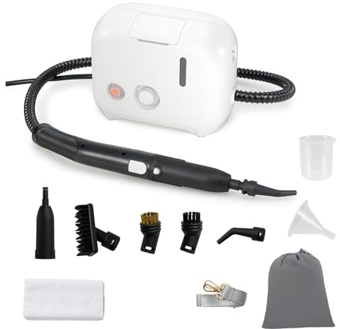 COSTWAY Nettoyeur Vapeur Portatif 1600W avec 11 Accessoires, Balai Vapeur Durée d'Utilisation Illimitée Réservoir d'Eau 1L, Nettoyant Vapeur Chauffage en 10 s pour Sol Canapé Tapis Rideaux (Blanc)