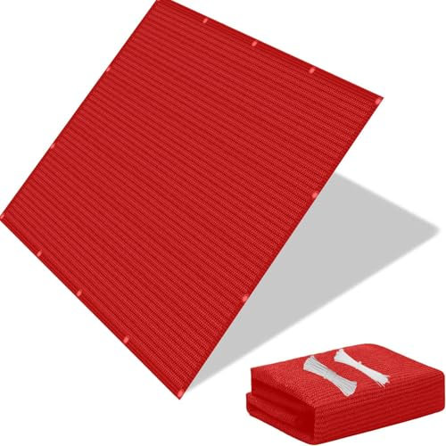 Balkon Sichtschutz Wetterfest 95 x 220 cm Leicht Transparent, Wind- Und Uv-Schutz, Balkonverkleidung Uv-Schutz mit Nylon Kabelbinder, Kordel, für Balkon, Terrasse, Rot
