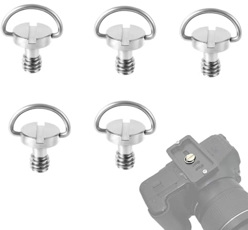 OUDQFCJ 5 Pezzi D-Ring Vite 1/4 Pollice Fotocamera Vite Montaggio Per Maggior Parte Delle Fotocamere Digitali Fotocamere Reflex Treppiedi Piastra a Sgancio Rapido da 1-4