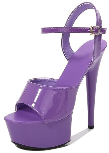 Ichlovdu Sandali sexy da donna con tacco alto, 15 cm, a spillo con plateau da 5 cm, con punta aperta, eleganti scarpe per feste e palcoscenico