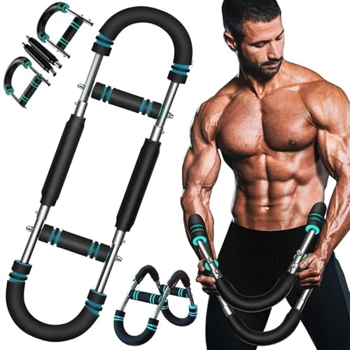 haker Twister Armtrainer, U-förmiger Twister-Armtrainer, Verstellbarer Brust-Expander, Oberschenkel-Master-Trainer, Körperstärke, Fitnessgerät, formt den perfekten Körper für Männer (Blau)