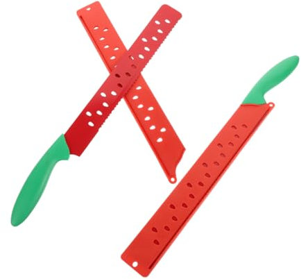 NAMOARLY 2piezas Cuchillo Sandía Alargado Con Dentada De Acero Inoxidable Para Cortar Melón Pan y Pastel Herramienta Multifuncional Para Cocina Segura