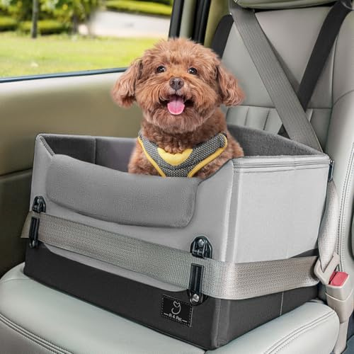 A 4 Pet Hundeautositz Hundesitz kleine Hunde mit Gurtbefestigung, Autositz Hundesitz Rückbank Beifahrersitz für kleine Hunde Sitzerhöhung, faltbar & Waschbar