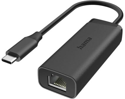 Hama Adaptateur USB-C vers Ethernet 2.5 Gbps, Thunderbolt, Garantie 10ans, Carte réseau Externe RJ45 pour Smartphone, PC, Ordinateur Portable et Tablette, Haute Vitesse, Plug & Play, Noir