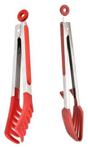 VALICLUD 2 piezas Pinzas de Silicona para Comida Diseño Peine para Espaguetis Utensilios de Cocina Resistentes Aptas para Hogar Restaurante y Fiestas con Gancho Colgante Color Aleatorio