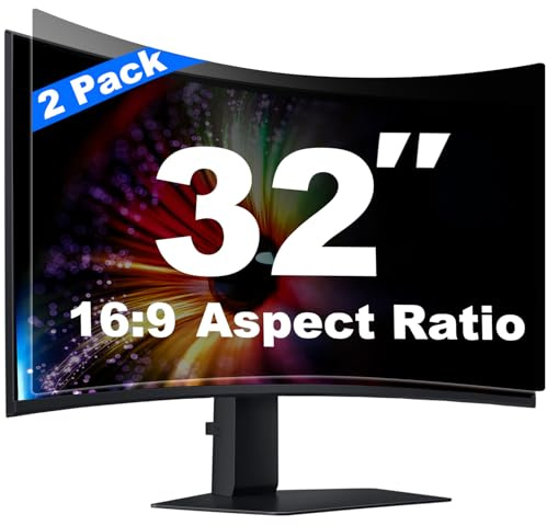 [2 Pack] 32 Inch Computer Privacy Screen for 16:9 Aspect Ratio Widescreen Monitor, Eye Protection Anti Glare Blue Light Filter Shield, Removable Anti-Scratch Anti Spy Protector