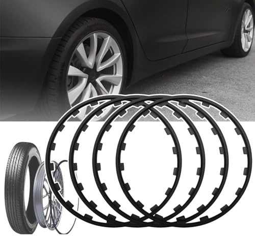 Universal Vehicle Rim Protector (16/17/18/19/20/21in), 4 Pcs Wheel Decorations, Nylon Round Edge Decoration - Protective Ring, Internal Snaps, Scratch Resistant, Fits Many Cars,16in,Black