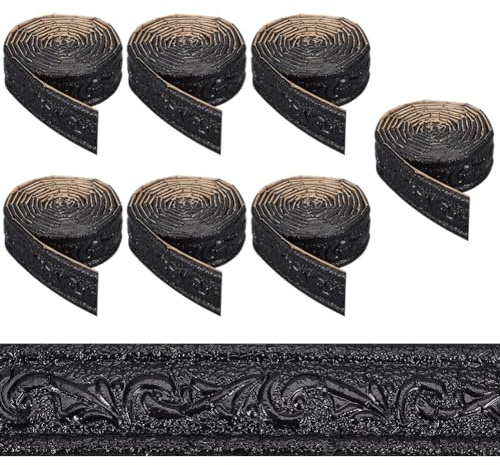 CRASPIRE 7 Rollo Moldura Autoadhesiva Negra 528 pies Largo Pared Borde Papel Tapiz Forma Corona Vintage Espuma Despegable Y Pegajosa Zócalo Flexible Espejo Línea Borde Pared Adhesiva Decoración Techo