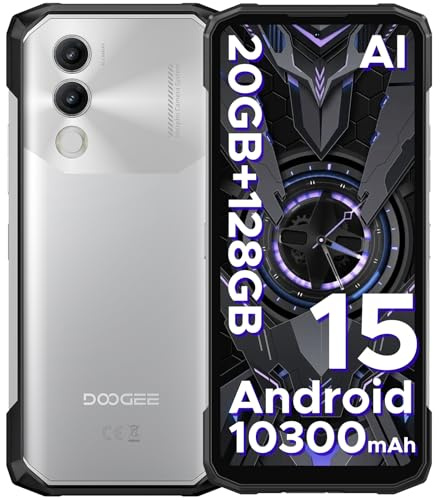DOOGEE Blade 20 Telephone Portable Incassable Android 15, Batterie 10300 mAh 18 W, 6,6’’ HD IPS + 90 Hz, 20GB RAM + 128GB ROM/TF 2TB Smartphone Incassable, Caméra 16MP, NFC/5G Wifi/GPS/IP68 / IP69K