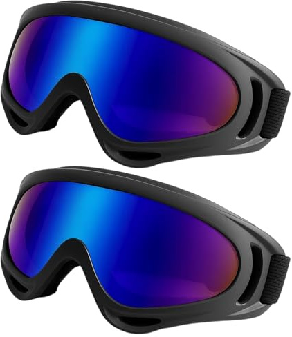 WORUIB Ski Goggles, MTB Goggles, 2 Pack UV400 Protective Eyewear for Motocross, Dirt Bike, and Snow Sports, Kids Dirt Bike Goggles with 1.0mm Reinforced Lens