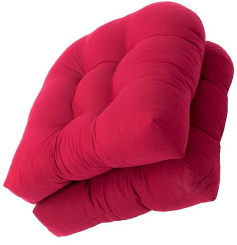NUOBESTY Cuscini Sedia U 2 Pezzi in Poliestere, Rossi, Ergonomici | Design Semplice, Forma Sagomata, Mantiene Sostegno, Recupero Rapido, per Sedie Piccole e Vimini