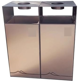 RYUQW3RE Cubo de basura para exterior con tapa Contenedor de basura moderno comercial for exteriores, doble, de metal, con cenicero.