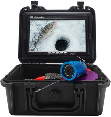 Matybobe Écran Couleur 7 Pouces, Caméra 1000TVL, Angle de 92°, Câble 15/30 M, Batterie 10 000 MAh, Caméras sous-Marines pour la Pêche, Lumières LED Réglables, Port de Charge de Type C, (CR110-7S-DL)