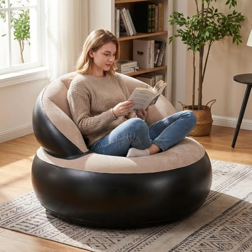 Aufblasbares Sofa mit Luftpumpe, Wasserdichtes, Beflockter Oberfläche