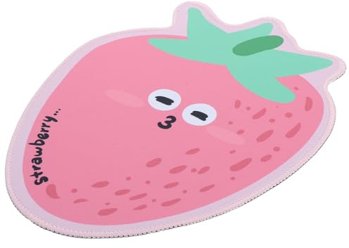 Alipis Alfombrilla de Ratón con Forma de Fresa Rosa para Oficina y Juegos, Superficie Flexible de Goma y Tela con Diseño Creativo y Precisión
