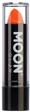 Moon Glow Rossetto Neon UV - Rossetto colorato al neon brillante - Si illumina sotto i raggi UV, Arancio intenso, 1 conteggio (confezione da 1)