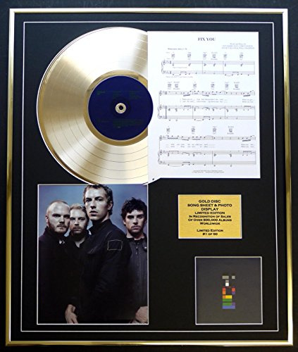 EC Coldplay/CD Gold DISC UND Photo UND Song Sheet Display/Limitierte Auflage/COA/Album X&Y/Song Sheet FIX You