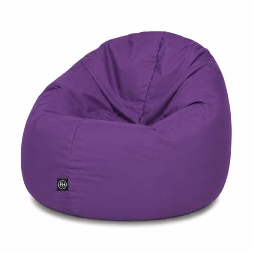 PATCH HOME 2-in-1 Sitzsack Sessel - Gaming Bean Bag mit Reißverschluss - Bereits befüllt, Ergonomisch & Robust für Kinder & Erwachsene - Indoor & Outdoor, Wetterfest (Lila, Ø 145cm)