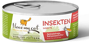 I Love My Cat Katzenfutter Nass mit Insekten Getreidefrei Frei von und Anderen Ungeeigneten Inhaltsstoffen Enthält Natürliche Zutaten für Eine Ausgewogene Fütterung 100 g