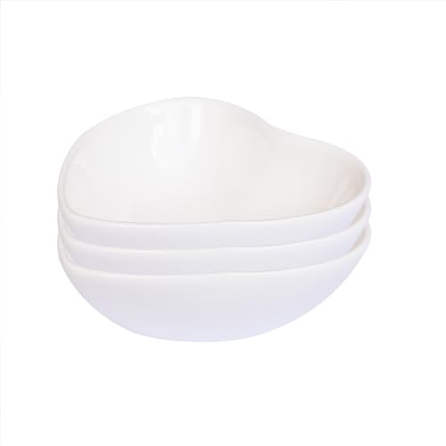 Pirhosigma 3 x Heart Shaped Porcelain Soy Sauce Dish Ceramic Dip Dipping Bowls White for Dinner Baking BBQ and Cooking