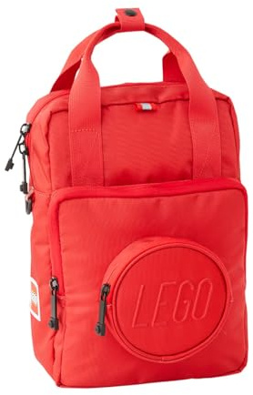LEGO Bags Signature Brick 1x1 Kinder Rucksack 7 Liter, Leichter Kindergartenrucksack, Kita Backpack in Rot, Vorschulrucksack mit großem Hauptfach, 2 kleine Fächer, Reflektoren & anpassbarer Brustgurt
