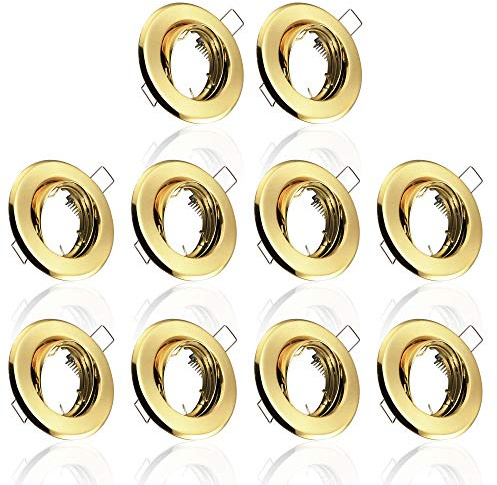 Maxkomfort 10x Einbaustrahler Gold GU10 Fassung RUND IP20 schwenkbar Einbauspot Einbauleuchte Rahmen Deckenspot Strahler Spot B002