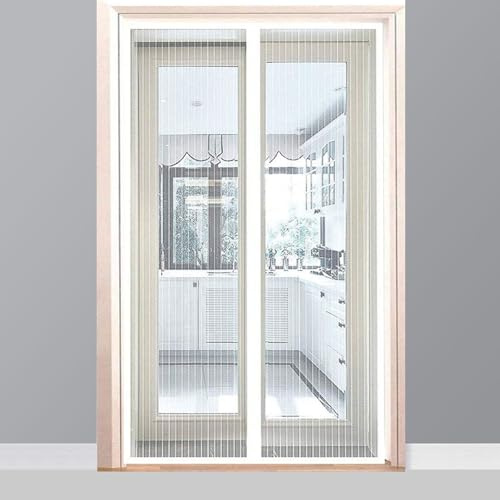 Ufamiluk fliegengitter balkontür ohne Bohren 105x190cm Weiß mit Magnet insektenschutz tesa fliegengitter tür Vorhang fliegenvorhang Türvorhang fliegenschutz moskitonetz für tür Terrassentür Balkontür