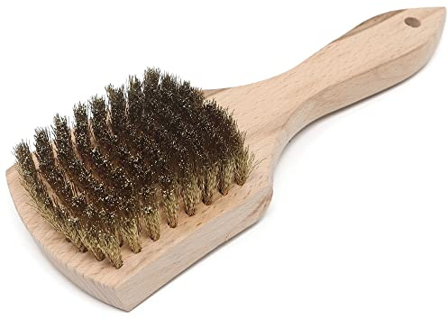 Brass Wire Utility Scrub Brush for Cleaning 9 Hardwood Handle (Made in USA)