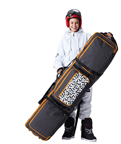Multifunktions-Einzel-/Doppel-Snowboardtasche mit Rollen, 3 Aufbewahrungsfächer, tragbare, gepolsterte Skitasche, wasserdichte Schneesport-Bretttaschen für Flug- und Stra
