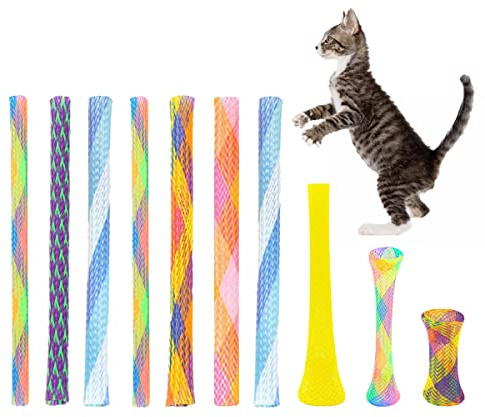 48-teiliges interaktives Katzenspielzeug Kunststoff-Spirale für Kätzchen zum Schlagen, Beißen und Jagd (zufällige Farbe)