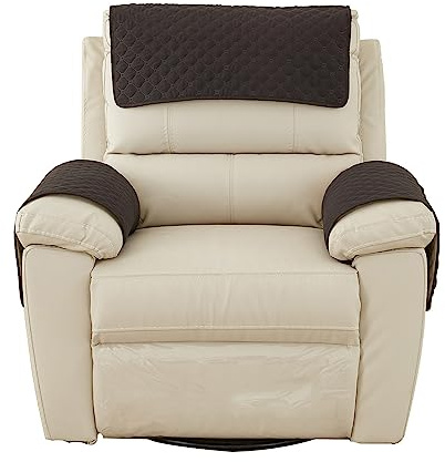 Bieyaet Armlehnenbezüge, Sofa Armlehne Kopfstützenbezug Für SesselSofadecken für Sitzfläche, Sofaschoner rutschfest, Sesselschoner für Relaxsessel (Schwarz,1-Sitzer Liege | 3 STK)