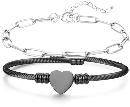 JJDreams Edelstahl Armreif Silber Damen Edelstahl Armkette Herz Offener Armspange Geschenk für Damen