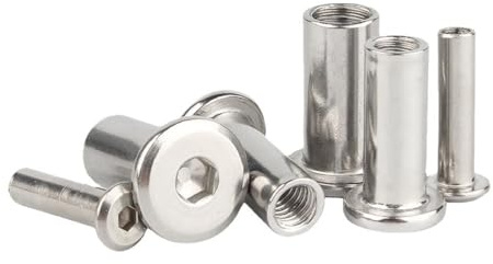 Écrou de rivet en acier inoxydable SS304 Douille hexagonale Écrous de chapeau de connecteur de meubles (10,M6 x 18mm)
