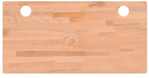 vidaXL Schreibtischplatte, Tischplatte mit 4 abgerundeten Ecken, Arbeitsplatte Platte für Schreibtisch Esstisch, Holzplatte Bürotischplatte, 100x50x1,5 cm Massivholz Buche