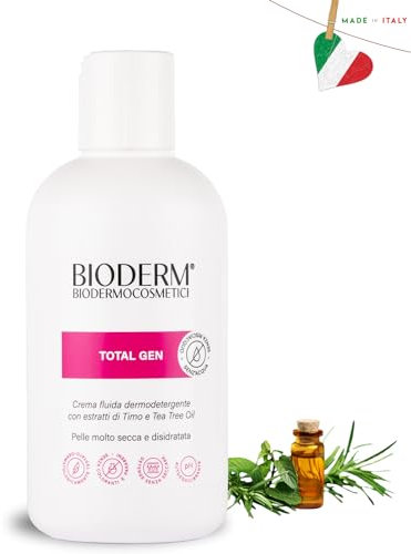 BioDerm Total Gen Detergente Senza Risciacquo Arricchito con Timo e Tea Tree Oil 300 ml - Crema Idratante per Pelle Secca e Impoverita di Adulti Anziani Allettati e Incontinenti - Per Pelle Fragile