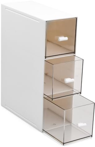 Anseom Organizer Cucina in Plastica con 3 Cassetti, Mini Cassettiera per Make Up Cassettiera Scatola Impilabile Scatola Porta Bustine da Tè e Tisane, Scatola con Cassetti per Dolcificante Caffè