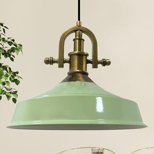 bamyum Asletl-Marine Hängelampe Industrial Vintage Ø40 cm, Küchenlampe Hängend, Wohnzimmerlampe, Pendelleuchte Esstisch Minzgrün Metall