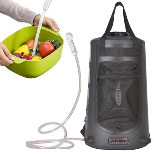 weiting Tragbare Campingduschen,Tragbare Duschtasche - 20L Camp-Duschwasserbeutel mit Schlauch,Netztasche, Schultertragetasche, Campingausrüstung zum Wandern, Reisen, Baden im Freien