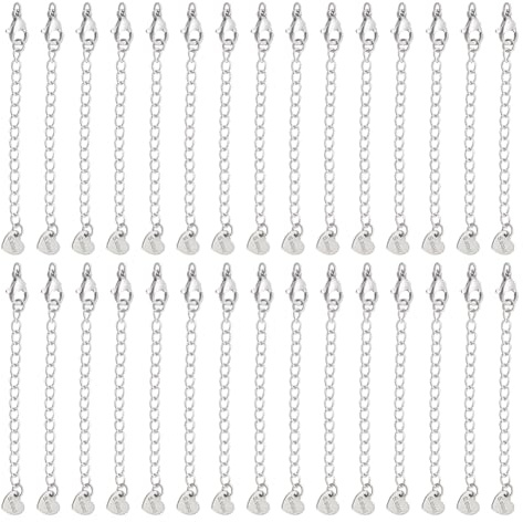 UNICRAFTALE 30 Stück Panzerketten Verlängerungs Endketten Aus Edelstahl Mit Karabinerverschlüssen Und Herzkettenlaschen 75mm Lange Armband Halsketten Verlängerungsketten Zur DIY Schmuckherstellung